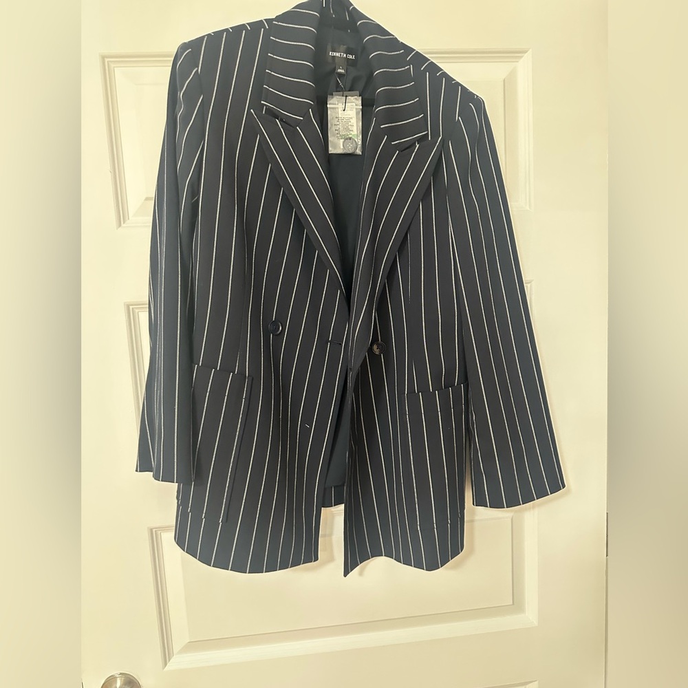 Kenneth Cole Dark Blue Striped Jacket